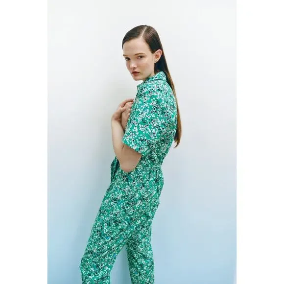 Zara Floral Printed Cotton Jumpsuit - Picture 7 of 13